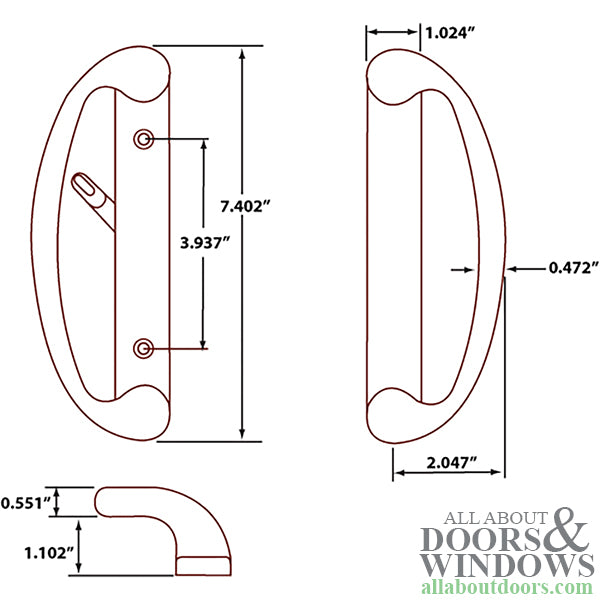 Sliding Glass Door Privacy Handle Set with Thumb Turn - Choose Color - Sliding Glass Door Privacy Handle Set with Thumb Turn - Choose Color