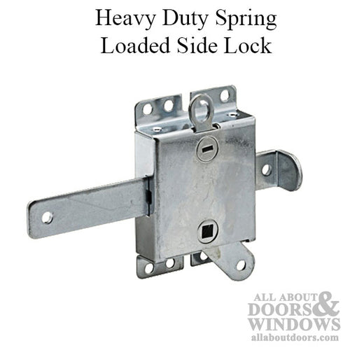 Heavy Duty Spring Loaded Side Lock with Latch Bolt Release Lever - Garage Door Security - Heavy Duty Spring Loaded Side Lock with Latch Bolt Release Lever - Garage Door Security