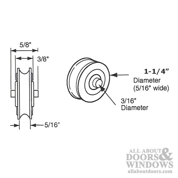 Roller - Sliding Patio Door, Nylon Ball Bearing - 1-1/4