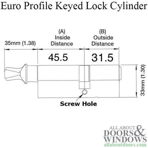 45.5/31.5 Hoppe 90 CES Keyed Euro Cylinder - Choose Color - 45.5/31.5 Hoppe 90 CES Keyed Euro Cylinder - Choose Color