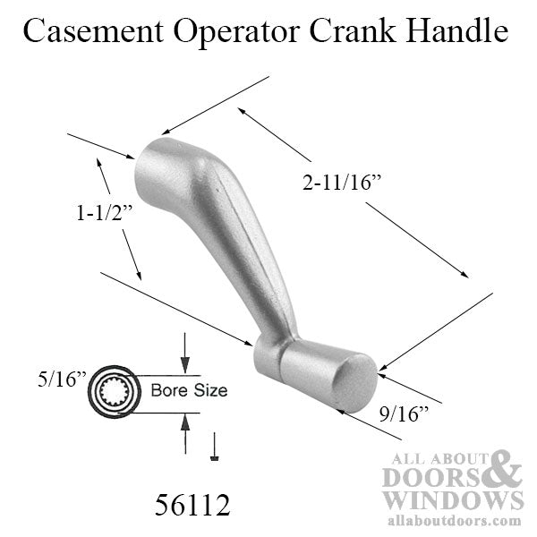 Casement Operator Crank Handle, 5/16 inch Spline, 2-11/16 inch Projection - Choose Color - Casement Operator Crank Handle, 5/16 inch Spline, 2-11/16 inch Projection - Choose Color