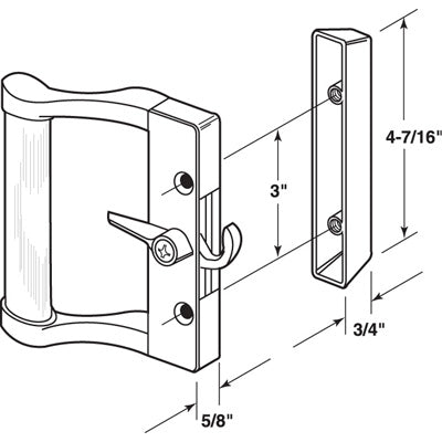 Sliding Patio Door Handle Set, Diecast Zinc - Choose Color - Sliding Patio Door Handle Set, Diecast Zinc - Choose Color