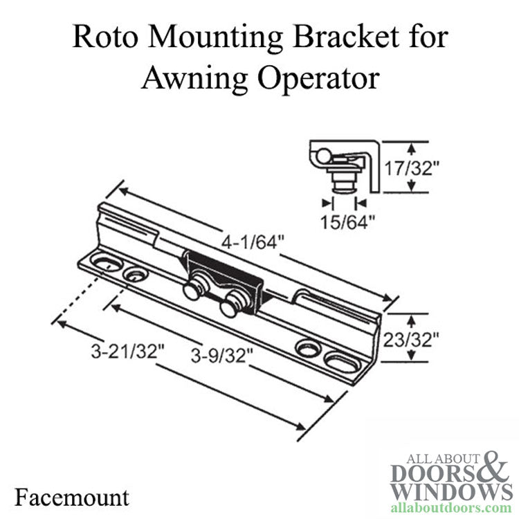 Roto OP05-8020 X-Drive Mounting Bracket, Facemount - Awning Operator - Roto OP05-8020 X-Drive Mounting Bracket, Facemount - Awning Operator