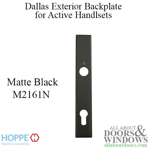 HOPPE Dallas Exterior Backplate M2161N for Active Handlesets - Matte Black - HOPPE Dallas Exterior Backplate M2161N for Active Handlesets - Matte Black