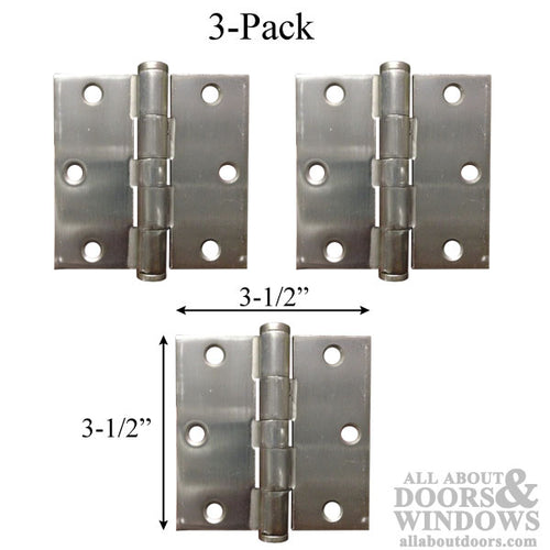 3.5 x 3.5 inch, Square Corners, Steel Hinges, 3-Pack, Satin Nickel - 3.5 x 3.5 inch, Square Corners, Steel Hinges, 3-Pack, Satin Nickel