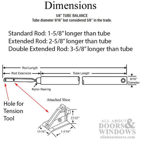 5/8 Standard Tip, Balance Rod, Choose Length - Red Bearing - 5/8 Standard Tip, Balance Rod, Choose Length - Red Bearing