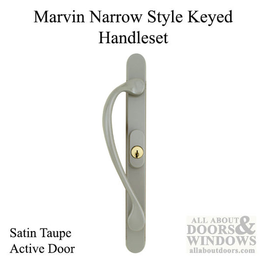 Marvin Keyed Sliding door, Narrow style Handle set - Satin Taupe