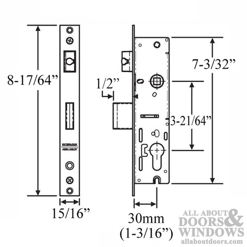Interlock Optimum 30/85mm Lock Body, 2-Point - Stainless Steel - Interlock Optimum 30/85mm Lock Body, 2-Point - Stainless Steel