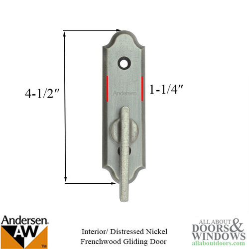 Andersen Frenchwood Gliding Doors - Thumb Latch - Encino - Inside Lock - Distressed Nickel - Andersen Frenchwood Gliding Doors - Thumb Latch - Encino - Inside Lock - Distressed Nickel