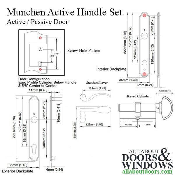 Munchen Active Handle set M112PL/374N - 360 HTL - PB - Munchen Active Handle set M112PL/374N - 360 HTL - PB