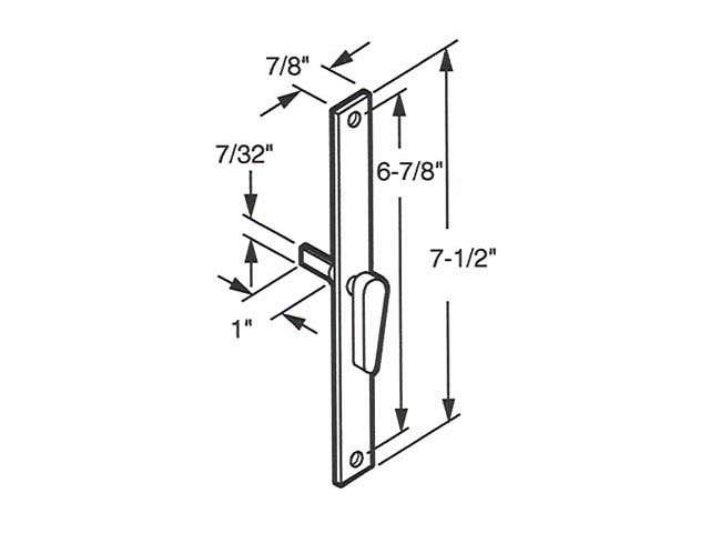 Latch Lever (Thumbturn) & Escutcheon Plate, Sliding Patio Door, Aluminum - Latch Lever (Thumbturn) & Escutcheon Plate, Sliding Patio Door, Aluminum