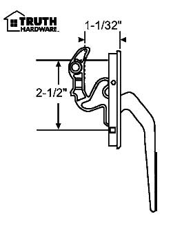 Locking Handle, Casement Tie Bar, 2-1/2 screw spacing - Choose Color - Locking Handle, Casement Tie Bar, 2-1/2 screw spacing - Choose Color