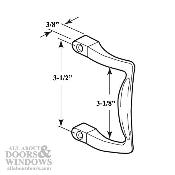 3-1/2 Inch Universal Shower Door / Tub Enclosure Single Handle - Brass - 3-1/2 Inch Universal Shower Door / Tub Enclosure Single Handle - Brass