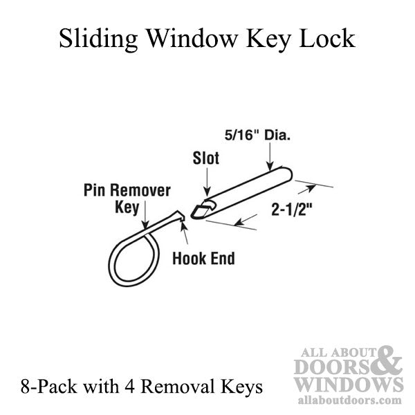 Round Wood Sash Pin with Key - Brass - Round Wood Sash Pin with Key - Brass