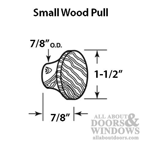 Pull Handle, Wood 1-1/2 inch Bi-Fold Door Knob - Pull Handle, Wood 1-1/2 inch Bi-Fold Door Knob