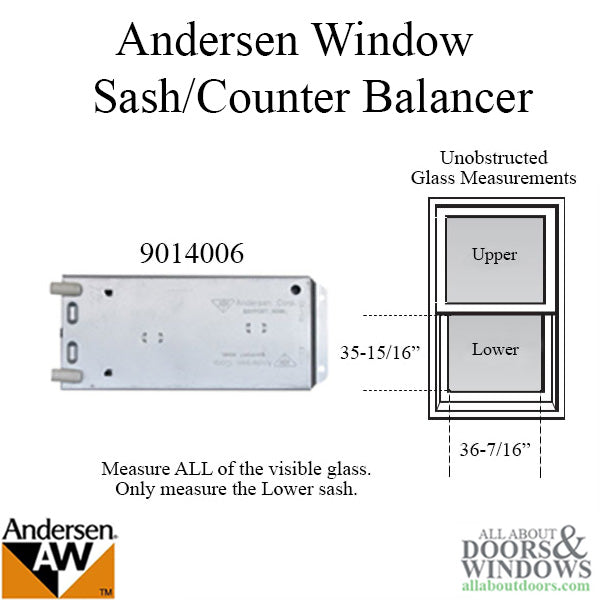 Andersen 200 Series Narroline Window Sash/Counter Balancer, Left Hand - L1231/33 - Andersen 200 Series Narroline Window Sash/Counter Balancer, Left Hand - L1231/33