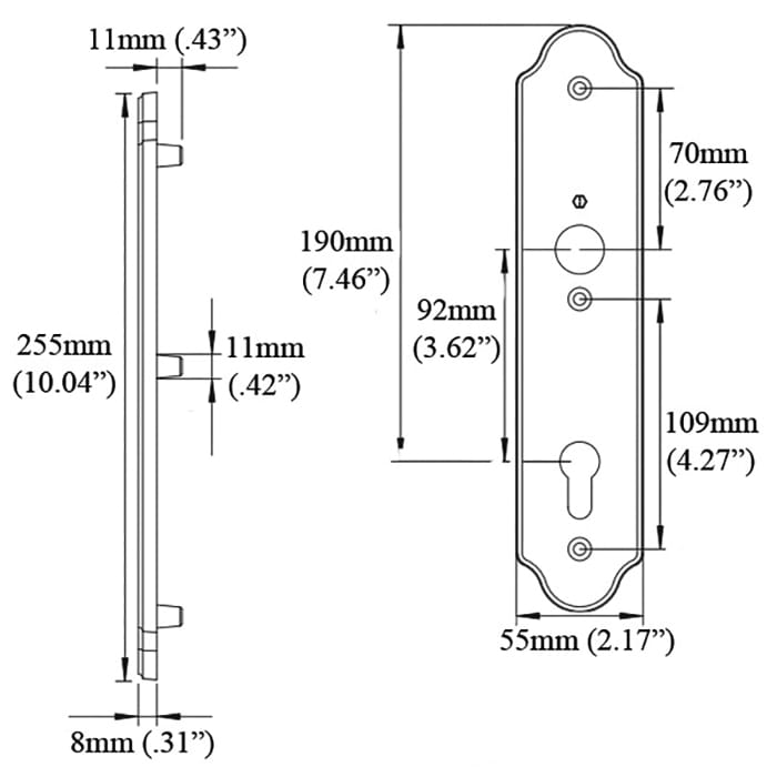 HOPPE Wide Traditional Interior Backplate M3965N for Active/Inactive Handlesets - Rustic Umber - HOPPE Wide Traditional Interior Backplate M3965N for Active/Inactive Handlesets - Rustic Umber