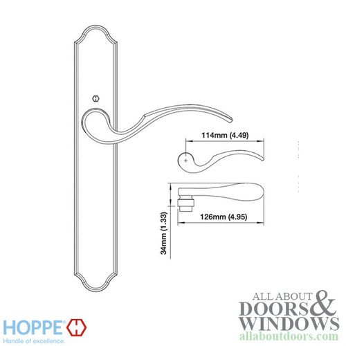 Hoppe München M112PL Lever, Right Hand, Dummy Function - Brushed Chrome - Hoppe München M112PL Lever, Right Hand, Dummy Function - Brushed Chrome
