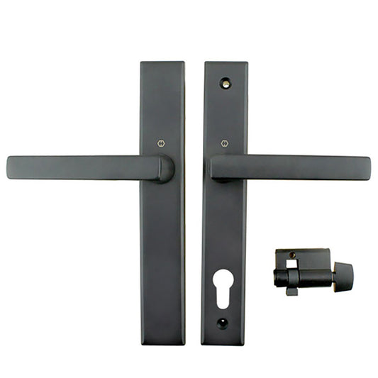 Dallas Contemporary Lever Handle, Inactive, Nonkeyed with Thumbturn, Dark Bronze Metallic