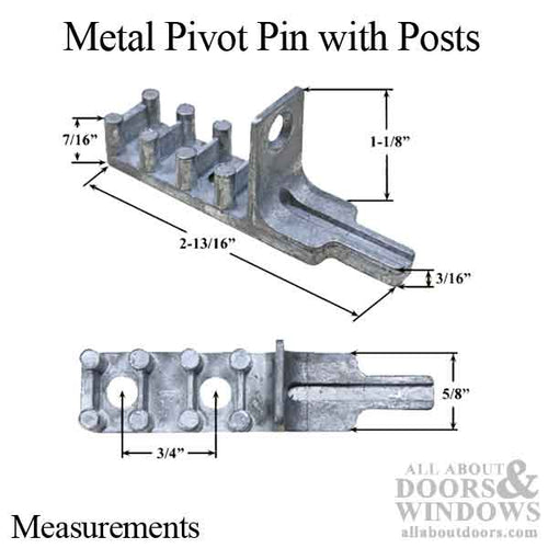 Metal Pivot Pin with Posts Window World, Zinc - Metal Pivot Pin with Posts Window World, Zinc