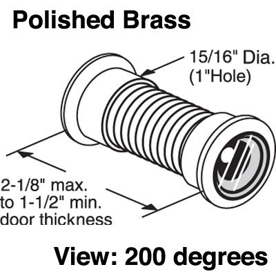 Door Viewer - 200  Degree - Polished Brass - Door Viewer - 200  Degree - Polished Brass