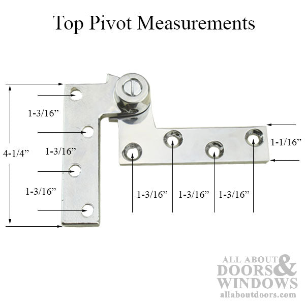 3/4 in. offset Contemporary Top Pivot Set, RH out-swing, LH in-swing - Brushed / Satin Chrome - 3/4 in. offset Contemporary Top Pivot Set, RH out-swing, LH in-swing - Brushed / Satin Chrome