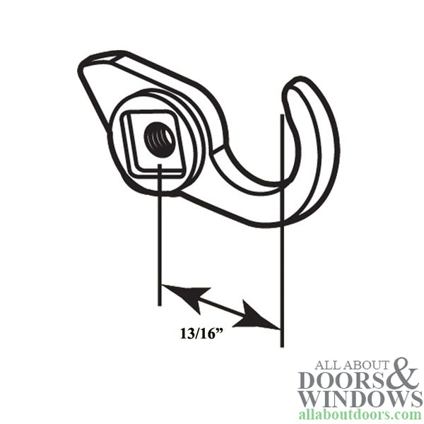 Medium 3/4 Inch Replacement Hook for Sliding Screen Door Latch Assembly - Medium 3/4 Inch Replacement Hook for Sliding Screen Door Latch Assembly