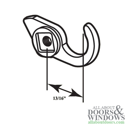 Medium 3/4 Inch Replacement Hook for Sliding Screen Door Latch Assembly - Medium 3/4 Inch Replacement Hook for Sliding Screen Door Latch Assembly