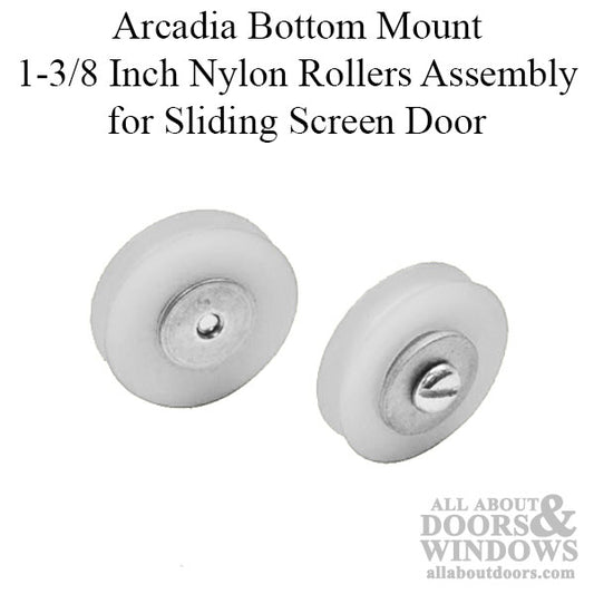 Arcadia Bottom Mount 1-3/8 Inch Nylon Rollers Assembly for Sliding Screen Door