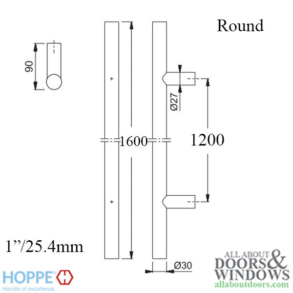 HOPPE Bar-Shaped Round Pull Handle 63