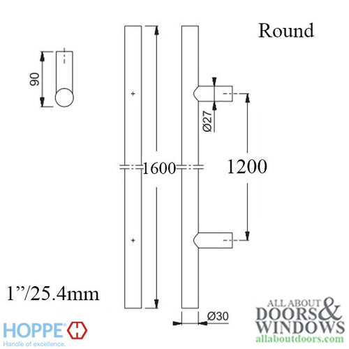 HOPPE Bar-Shaped Round Pull Handle 63