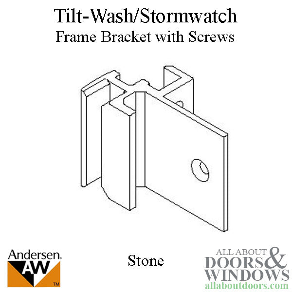 Andersen Tilt-Wash/Stormwatch Frame Bracket w/ Screws - Stone - Andersen Tilt-Wash/Stormwatch Frame Bracket w/ Screws - Stone