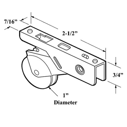 DISCONTINUED Roller Assembly with 1 Inch Nylon Wheel for Sliding Screen Door - DISCONTINUED Roller Assembly with 1 Inch Nylon Wheel for Sliding Screen Door