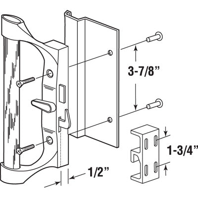 Sliding Door Handle Set, 3-7/8 H.C., Aluminum/Wood - Choose Color - Sliding Door Handle Set, 3-7/8 H.C., Aluminum/Wood - Choose Color