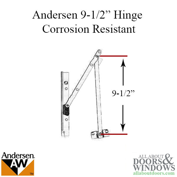 Andersen Awning 9-1/2 Hinge, High Corrosion Resistant - Andersen Awning 9-1/2 Hinge, High Corrosion Resistant