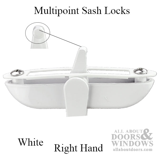 Multipoint sash lock, casement lock handle,  RH - White - Multipoint sash lock, casement lock handle,  RH - White