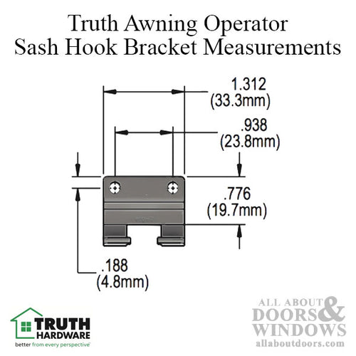 Sash Hook Bracket, Awning Operator Truth # 40543 - Sash Hook Bracket, Awning Operator Truth # 40543