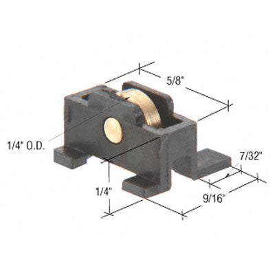 Roller Assembly (Flat) - Sliding Windows, Nylon / Brass (offset guide leg) - Roller Assembly (Flat) - Sliding Windows, Nylon / Brass (offset guide leg)