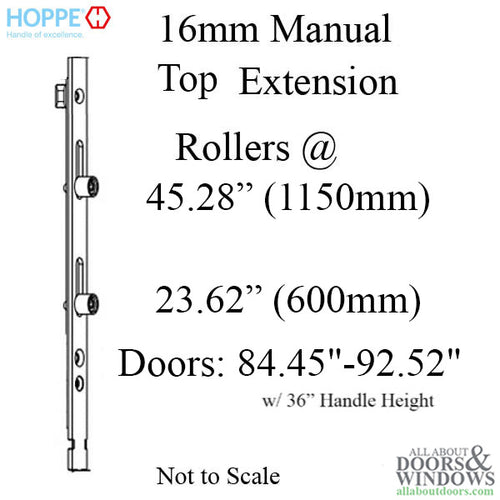 16mm Manual 4 Roller Top Extension, Rollers @  23.62 and 45.28