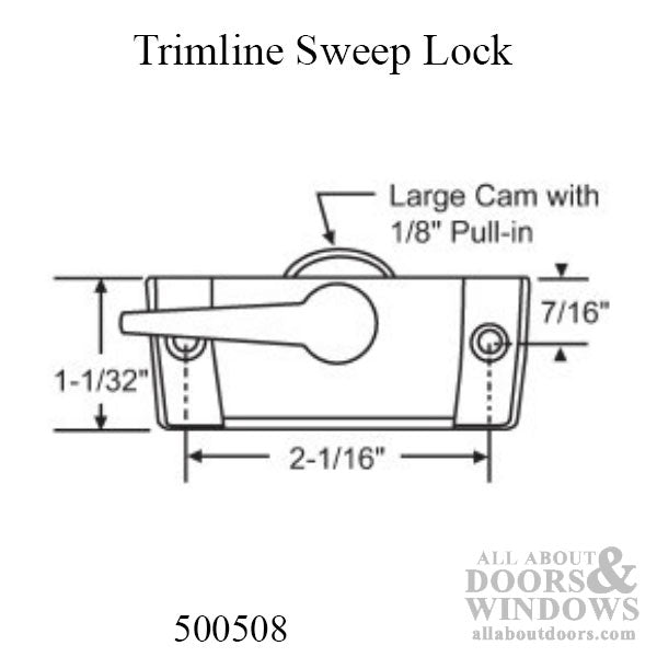 Trimline Sweep Lock, No Alignment Lugs, 2-1/16 inch screw holes - Choose Color - Trimline Sweep Lock, No Alignment Lugs, 2-1/16 inch screw holes - Choose Color