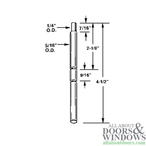 Pivot Rod, 5/16 inch, Top, Metal bi-fold Door - Pivot Rod, 5/16 inch, Top, Metal bi-fold Door