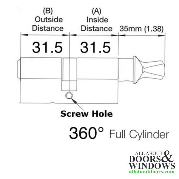 31.5/31.5  CES  360° Euro profile keyed lock cylinder - 31.5/31.5  CES  360° Euro profile keyed lock cylinder