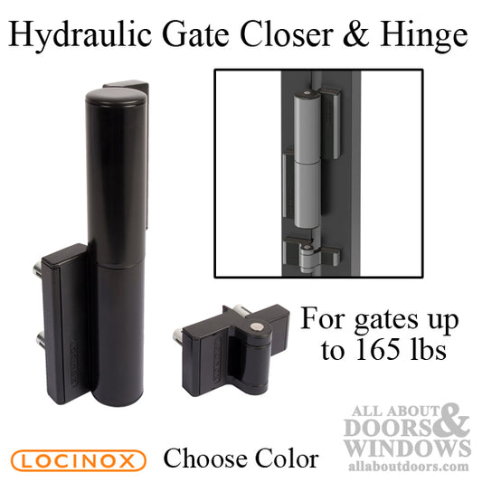 Locinox Tiger Hydraulic Gate Closer and Hinge for Gates Up to 165 Pounds - Choose Color