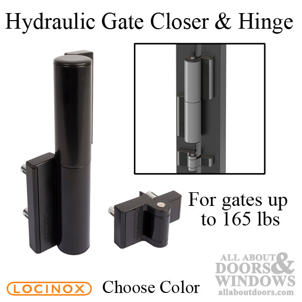 Locinox Tiger Hydraulic Gate Closer and Hinge for Gates Up to 165 Pounds - Choose Color - Locinox Tiger Hydraulic Gate Closer and Hinge for Gates Up to 165 Pounds - Choose Color