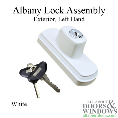 Andersen Gliding Door Albany Exterior Lock Assembly w/ Keys - Keyed Alike, Left Hand - White - Andersen Gliding Door Albany Exterior Lock Assembly w/ Keys - Keyed Alike, Left Hand - White