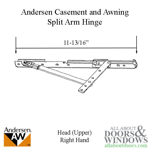 Andersen Awning/Casement Left-Hand Split Arm Head Hinge - Andersen Awning/Casement Left-Hand Split Arm Head Hinge