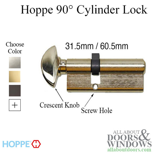 31.5/60.5 New Style HOPPE Non-Logo 90° Keyed Profile Cylinder Lock, Solid Brass