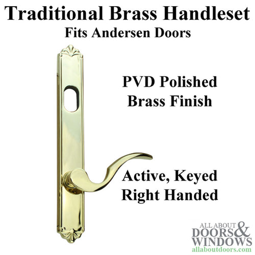 Petal Style Handle Set for Keyed Andersen Door, Right - Polished Brass PVD - Petal Style Handle Set for Keyed Andersen Door, Right - Polished Brass PVD