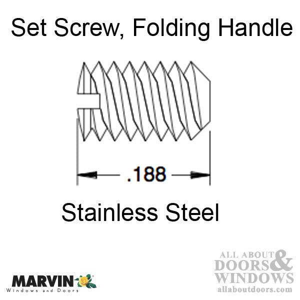 Marvin Set Screw For Casement and Awning Window Handles Stainless Steel - Marvin Set Screw For Casement and Awning Window Handles Stainless Steel