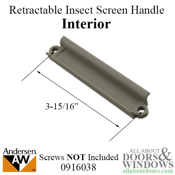 Retractable Insect Screen Interior Handle, June 2007 - Present, Andersen Frenchwood Gliding Doors - Sandtone - Retractable Insect Screen Interior Handle, June 2007 - Present, Andersen Frenchwood Gliding Doors - Sandtone